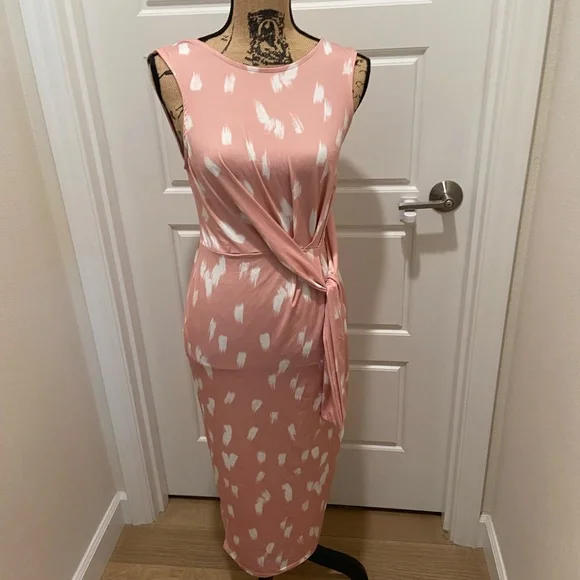 ASOS Light Pink/White Patterned Bodycon Dress size 4 - Picture 2 of 4